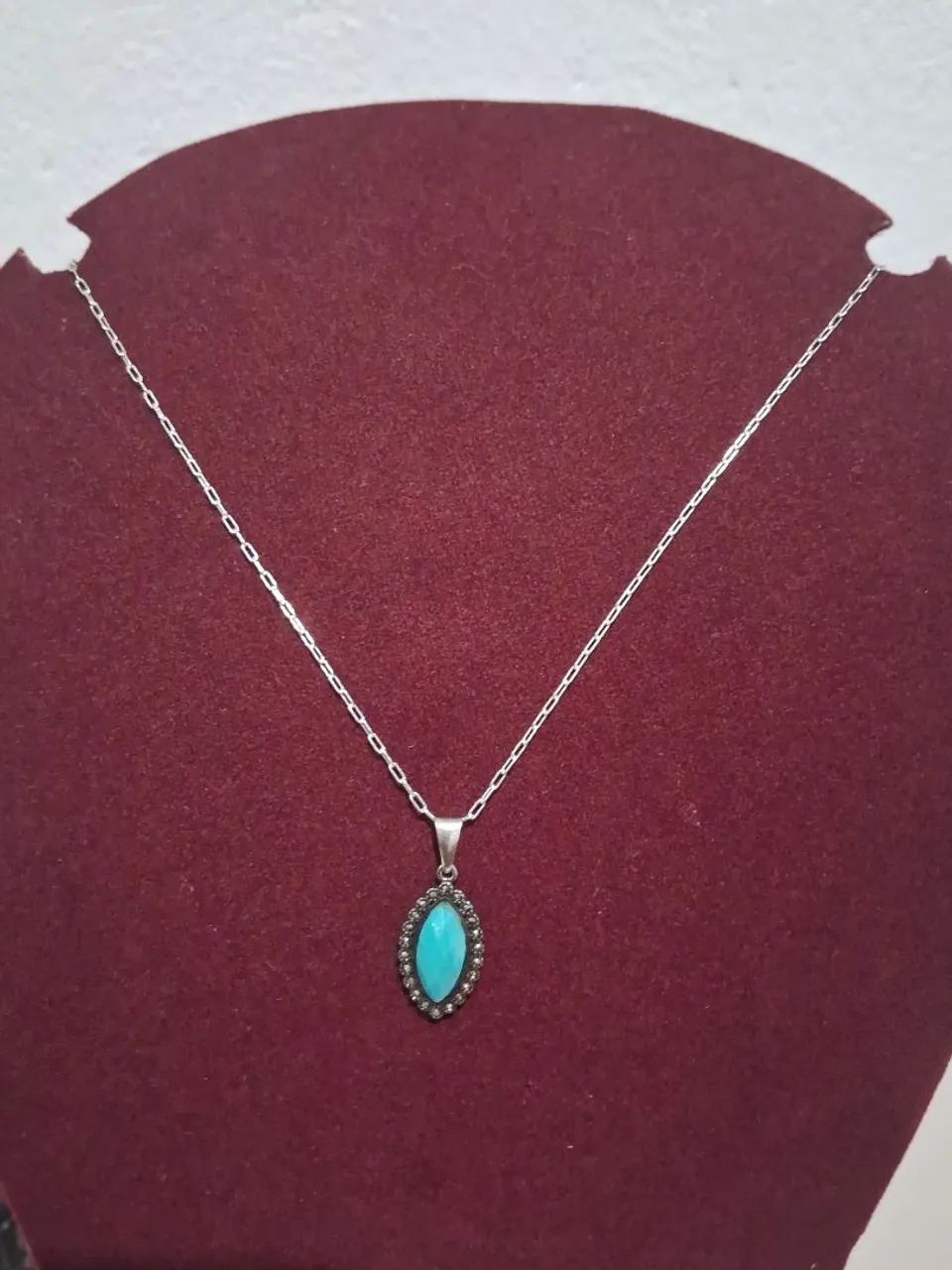 Colar em prata com Pedra Turquesa 