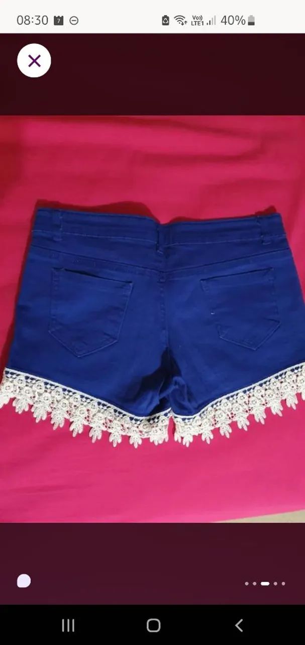 Short azul com Renda  - Foto 3
