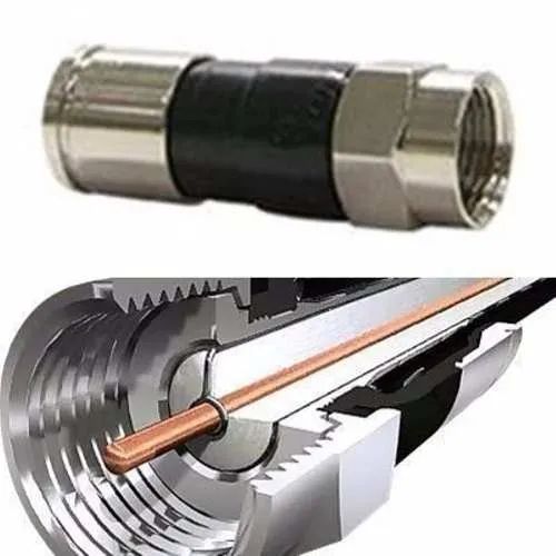 KIT 100 Conector de Compressão RG6 (P/ Cabo Coaxial RG6) - Foto 2