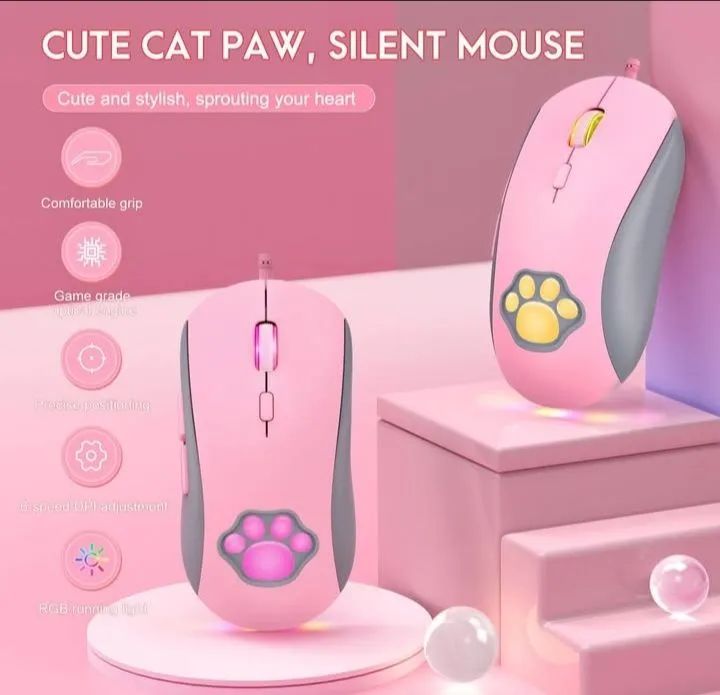 MOUSE ONIKUMA CW918 ROSA CUTECATPAWS