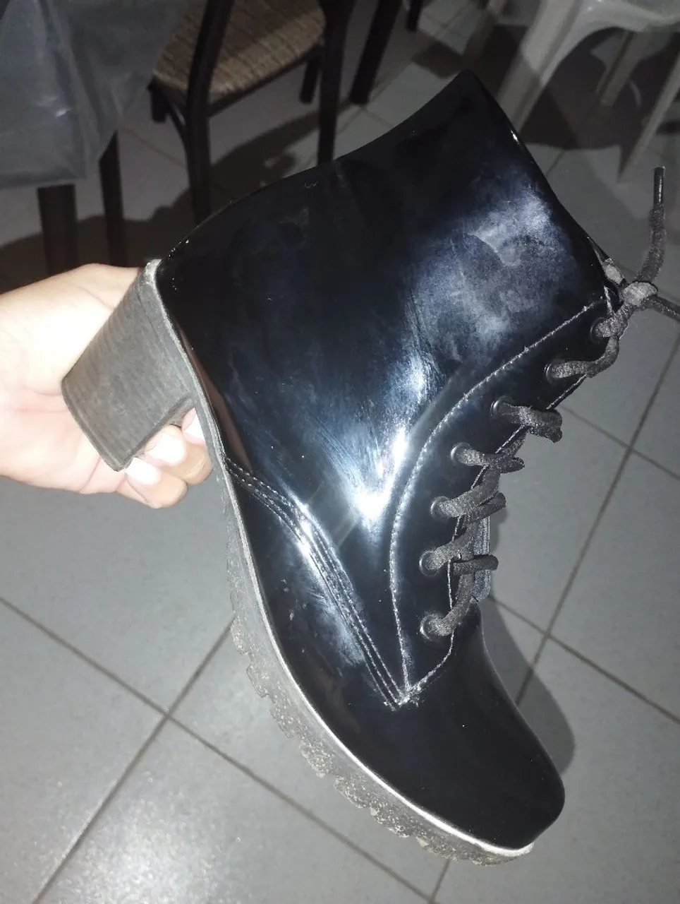 Bota Feminina Preta Salto Bloco