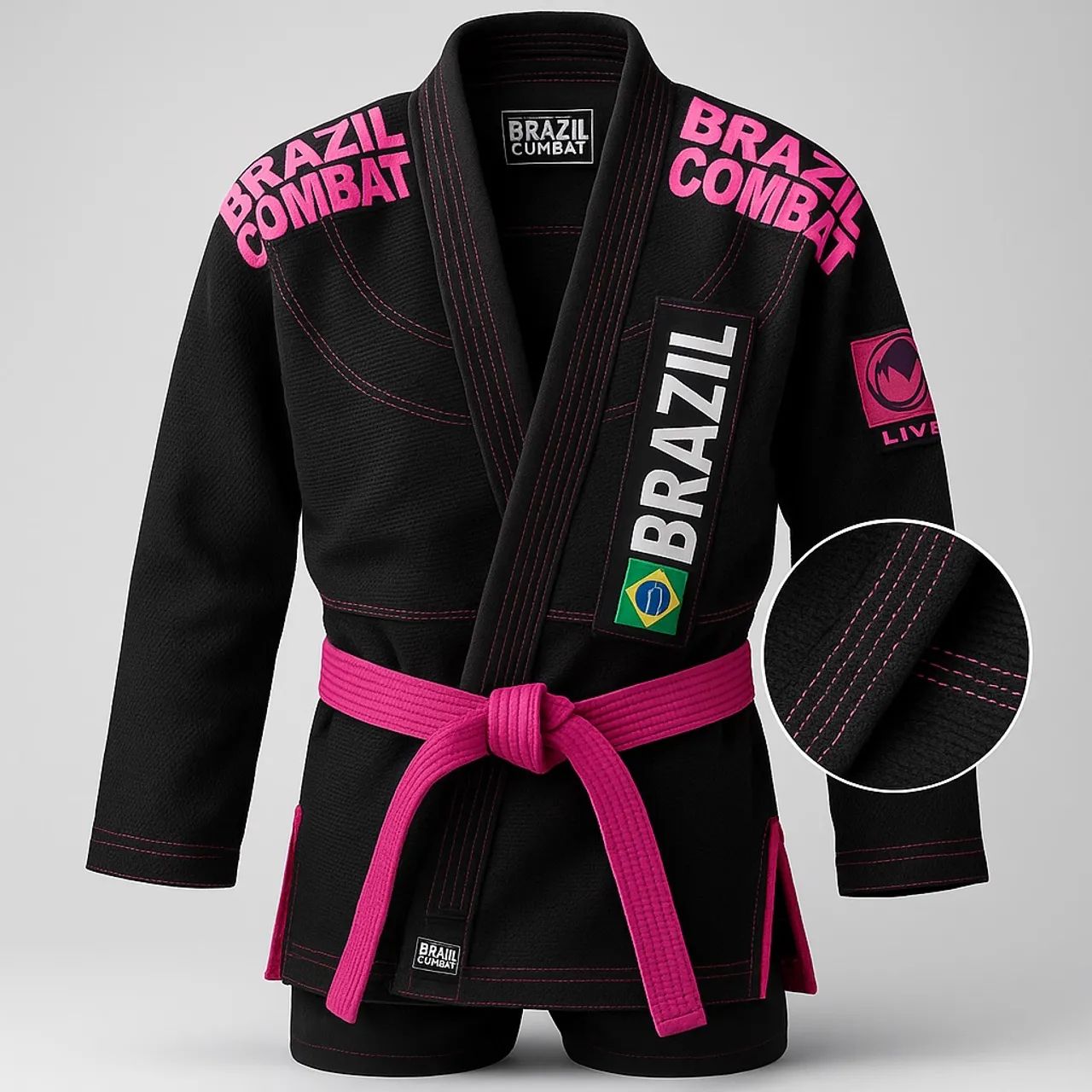 Kimono Infantil Feminino Brazil Combat - Leve, Resistente e com Detalhes Rosa Estilosos