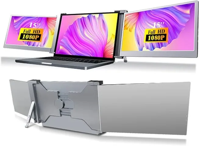 Monitor Triplo Portátil 15" p/ Laptop - Tela Full HD IPS
