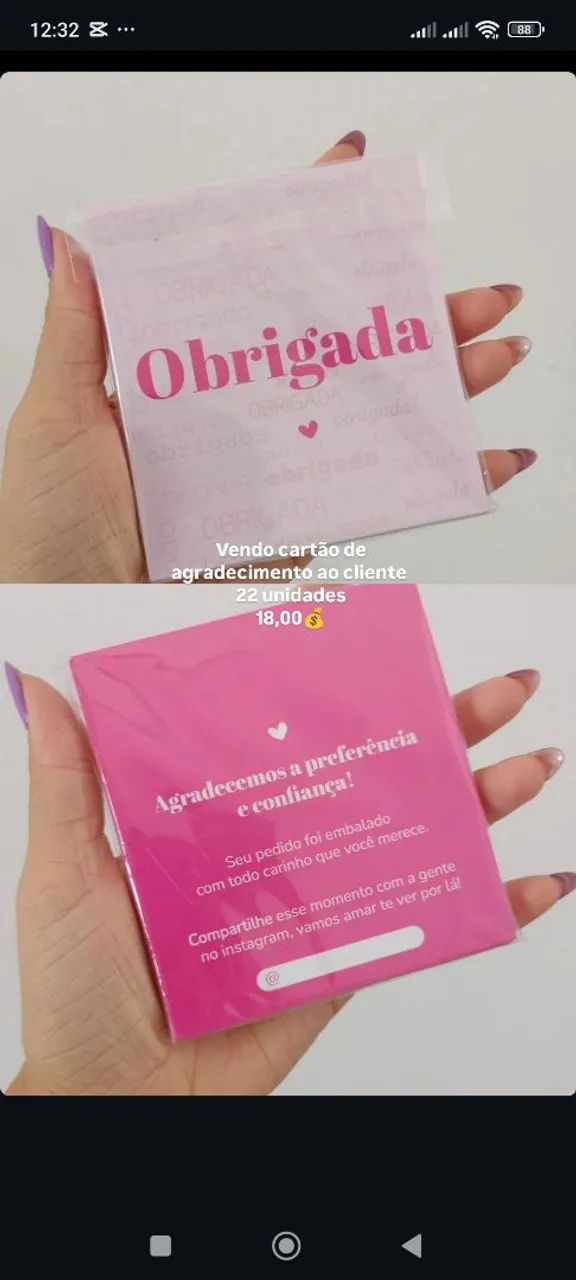 Cartões de Agradecimento para Clientes - Pacote com 22