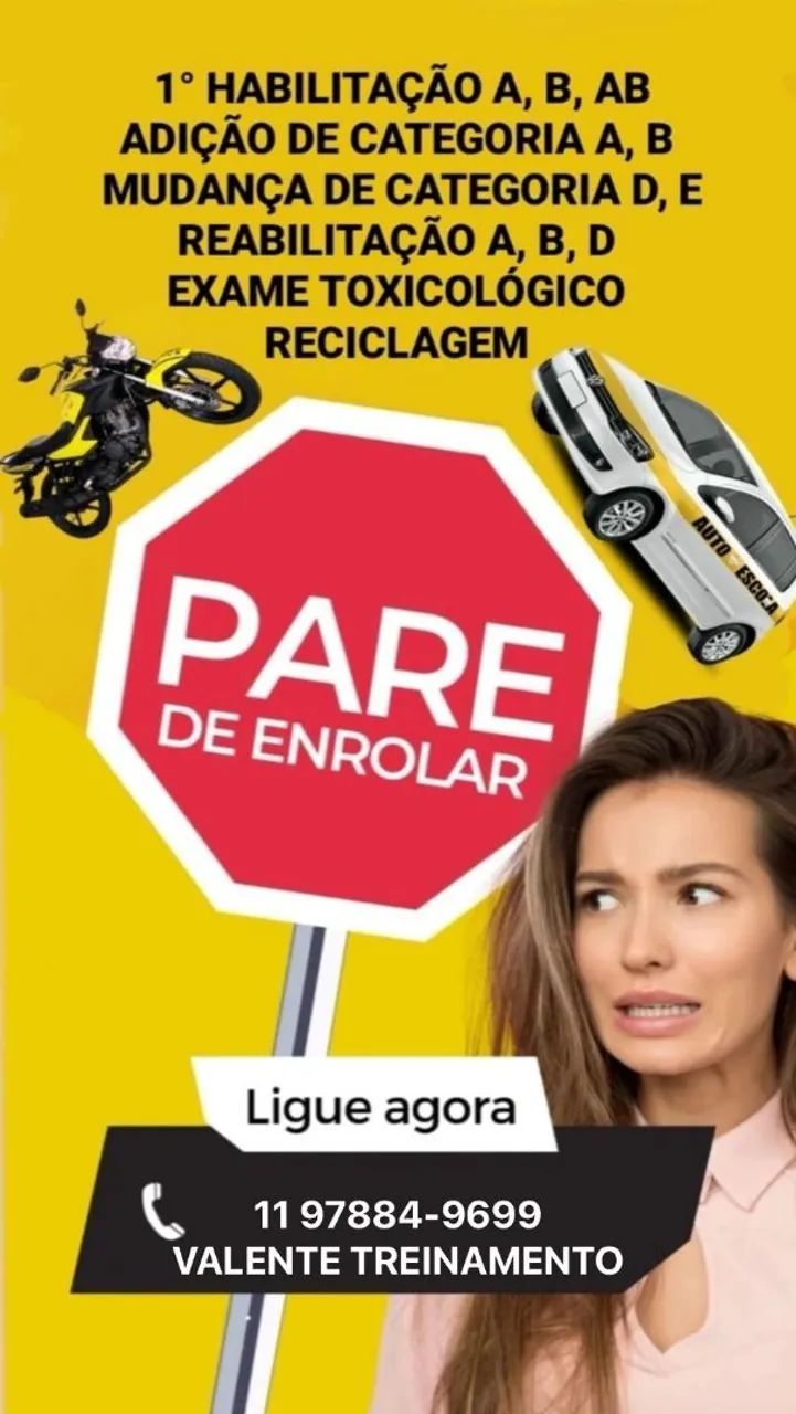 Primeira habilitação adição de categorias reabilitação e toxicológico.