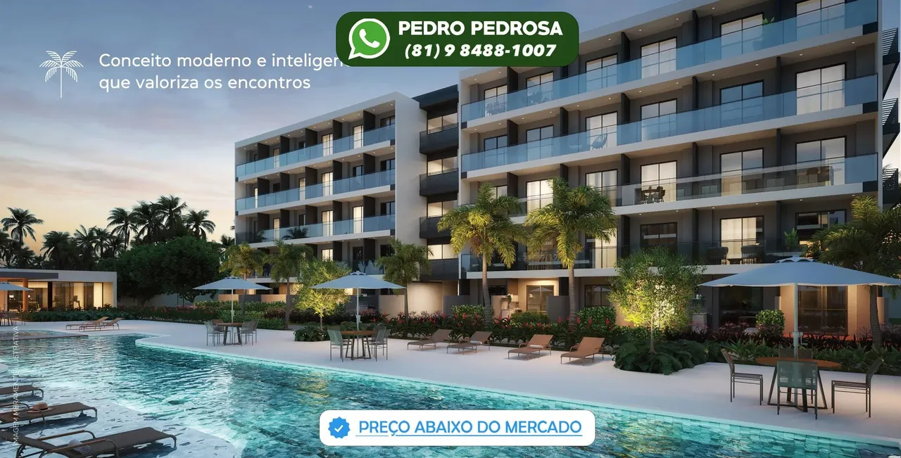 PRAIA DOS CARNEIROS - FLAT C/ GAR DEN 43 m² 1 qrto num resort com condições especiais de a