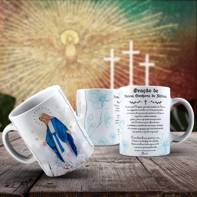 caneca porcelana nossa senhora de fatima