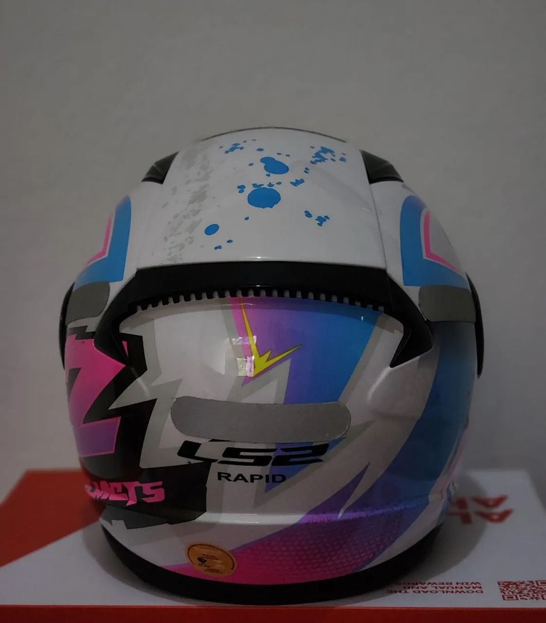 Capacete Ls2 Ff353 Rapid Tagline Rosa Branco - Foto 2