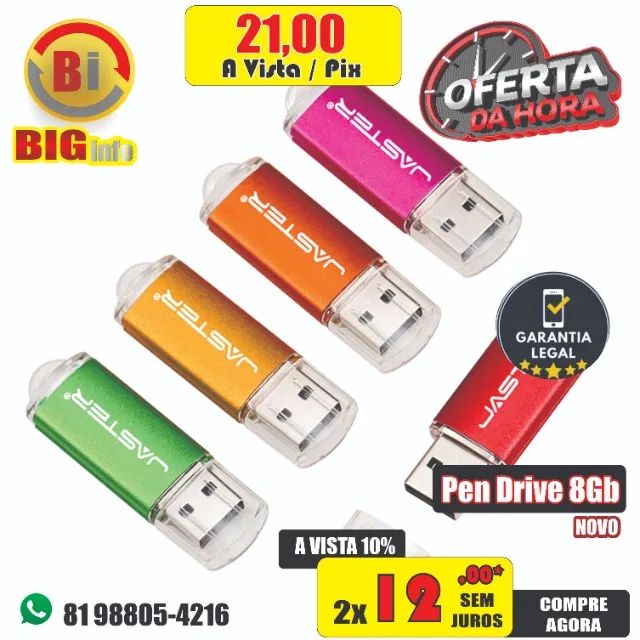 Pen Drive Jasen 8GB, Preto Usb 2.0 - Garantia Novo - Foto 2