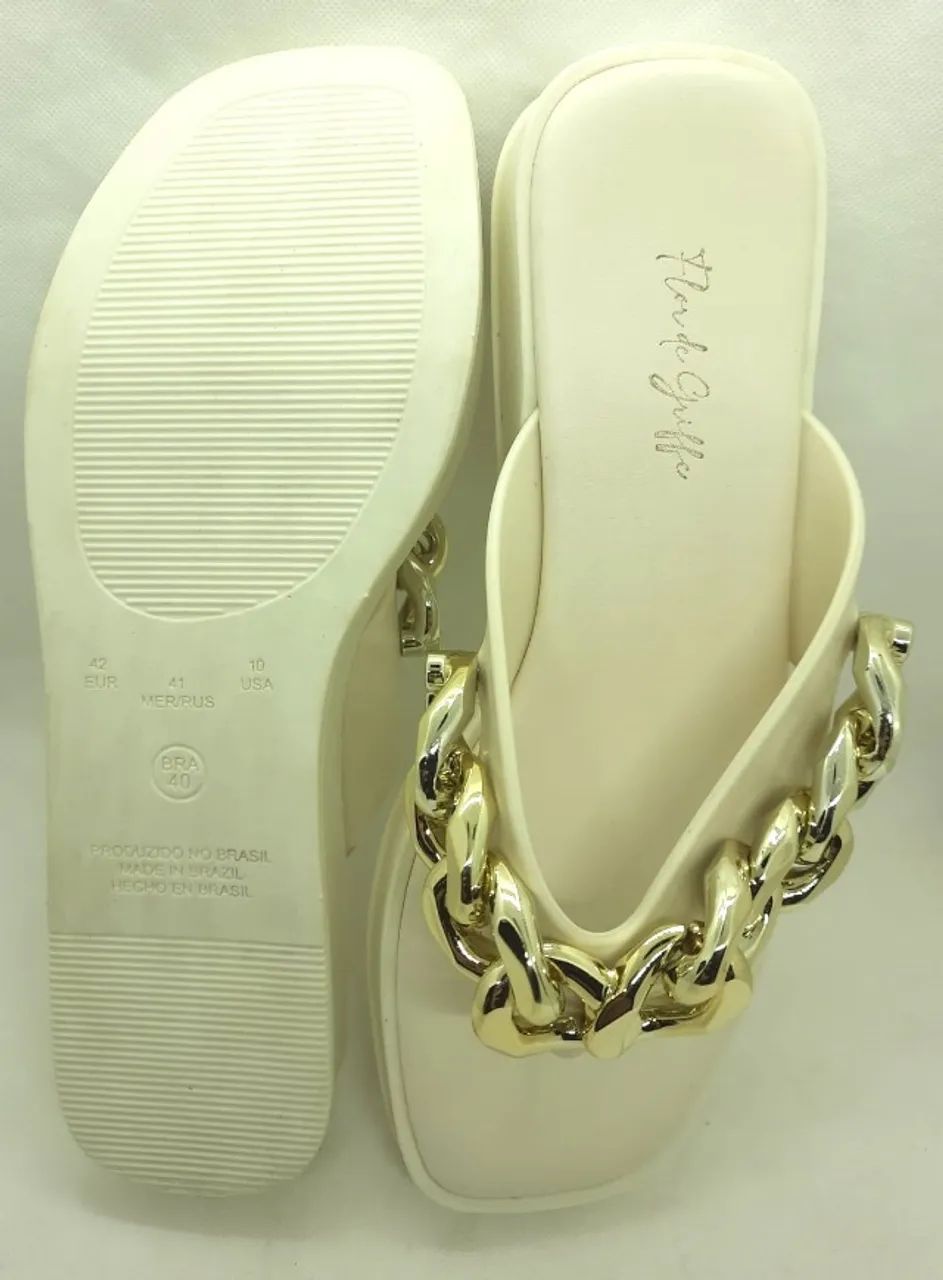 Oferta. Tamanco Flor De Griffe, Plataforma com corrente -  Tamanho 40  - Foto 2