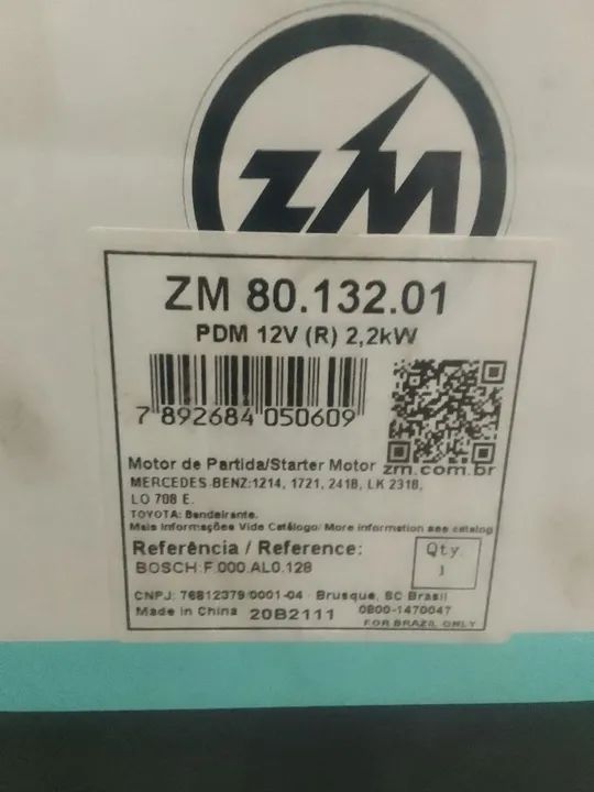 Motor de Partida ZM 12V 1.7KW - Foto 2