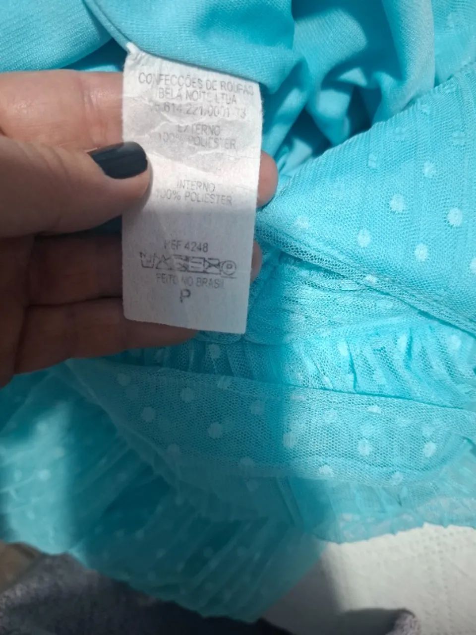 Vestido longo de festa tule poa azul - Foto 3