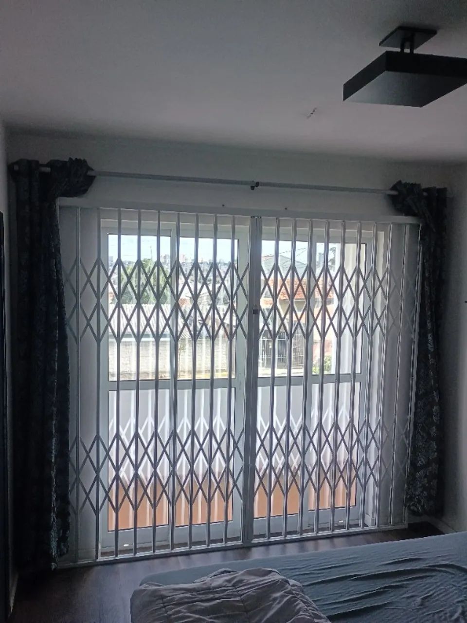 Aluminum Sliding Door/Window with Glass + Pantographic Security Grille - 2 Available
