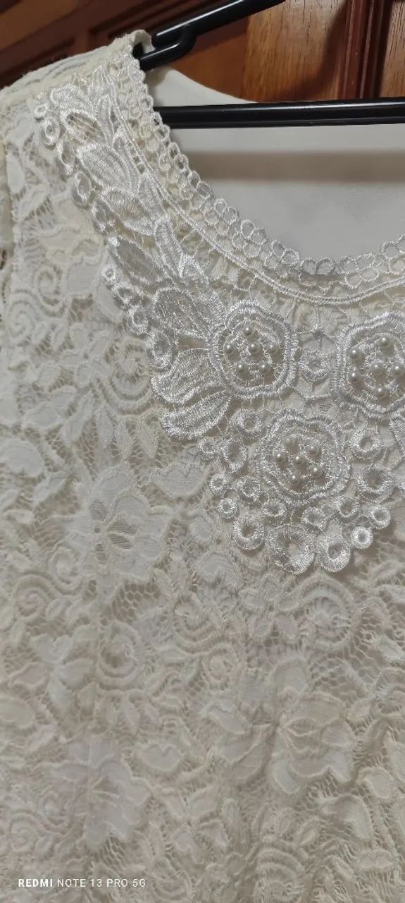Vestido MIDI off white em renda - Foto 3