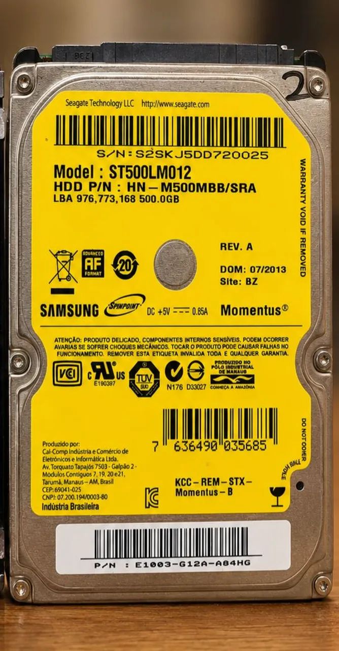HD de Notebook 500GB SATA 2,5 <br><br>HD 2,5", Disco Rígido para Notebook, HDD SATA 500GB, HD