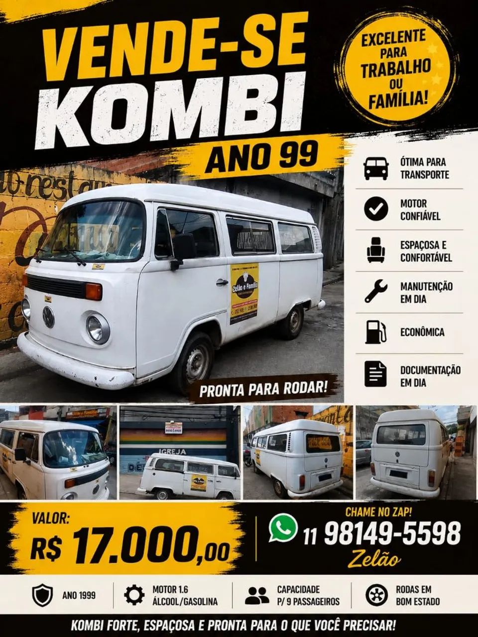 Volkswagen Kombi Kombi Standard/ Luxo/ Série Prata 1999