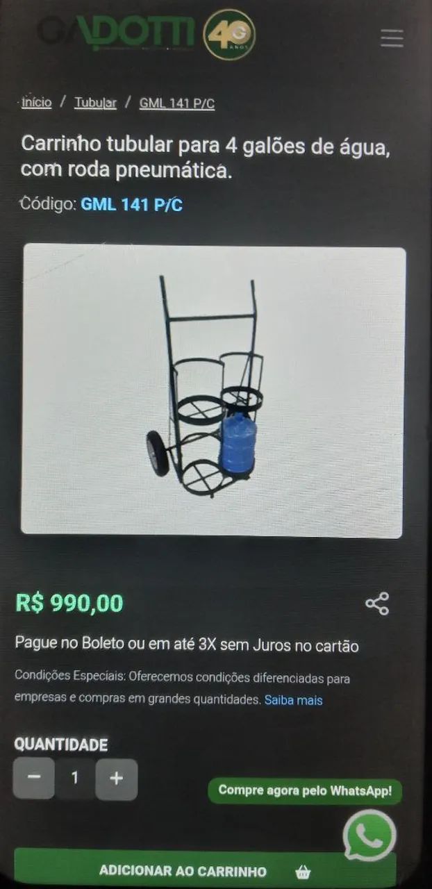 Carrinho para carregar 4 até galões de água 20 litros - Foto 5