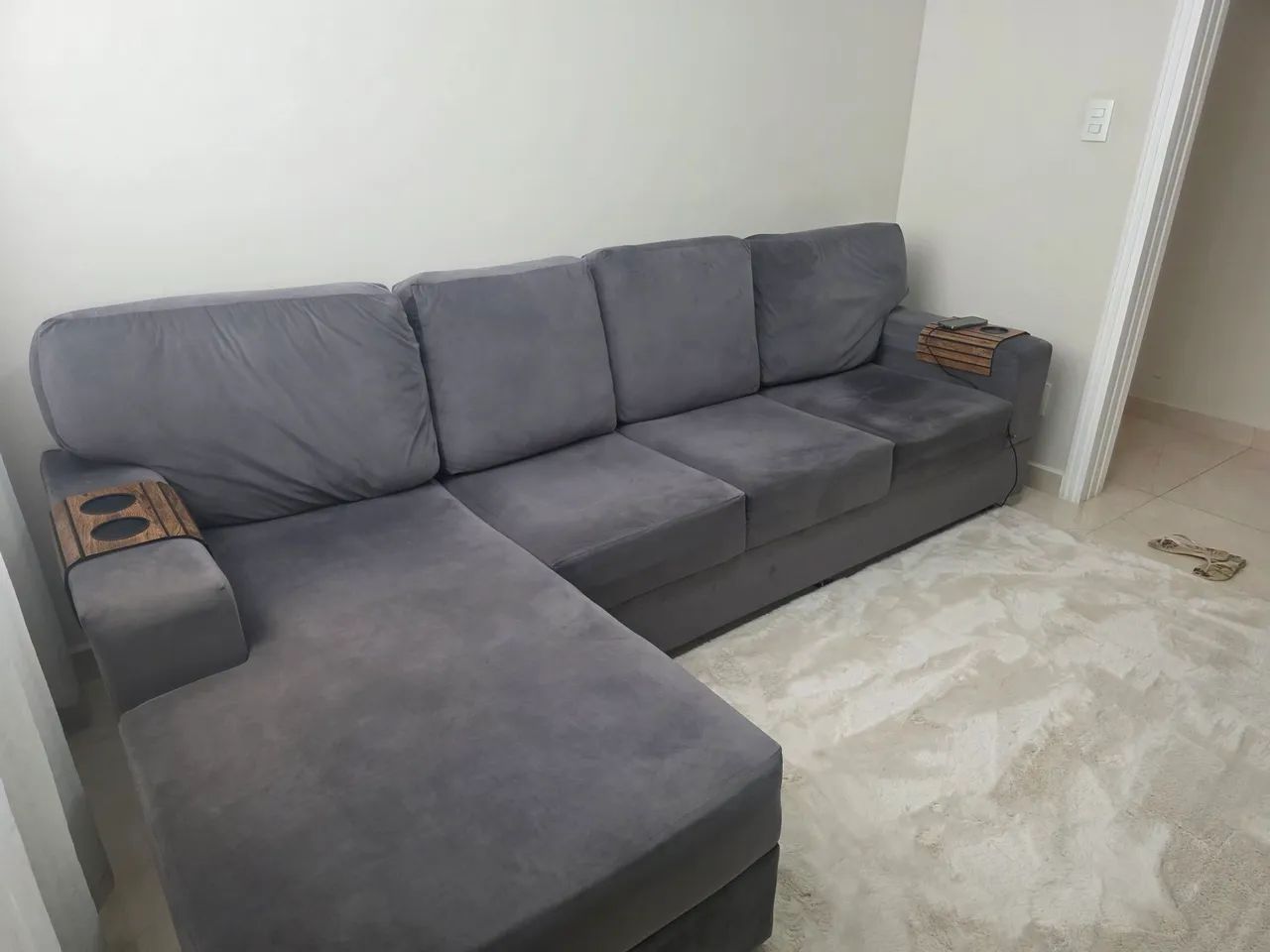 Sofá de Canto com Chaise Cinza (2,84m) - Super Confortável e Espaçoso! - Foto 2