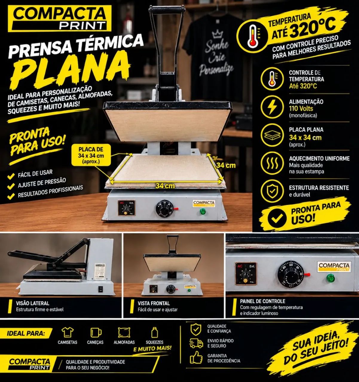 Prensa térmica de sublimação 