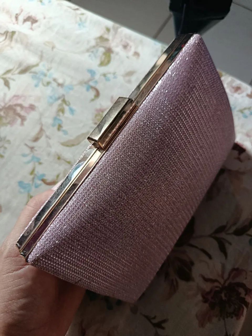 Clutch rosa com brilho - Foto 2