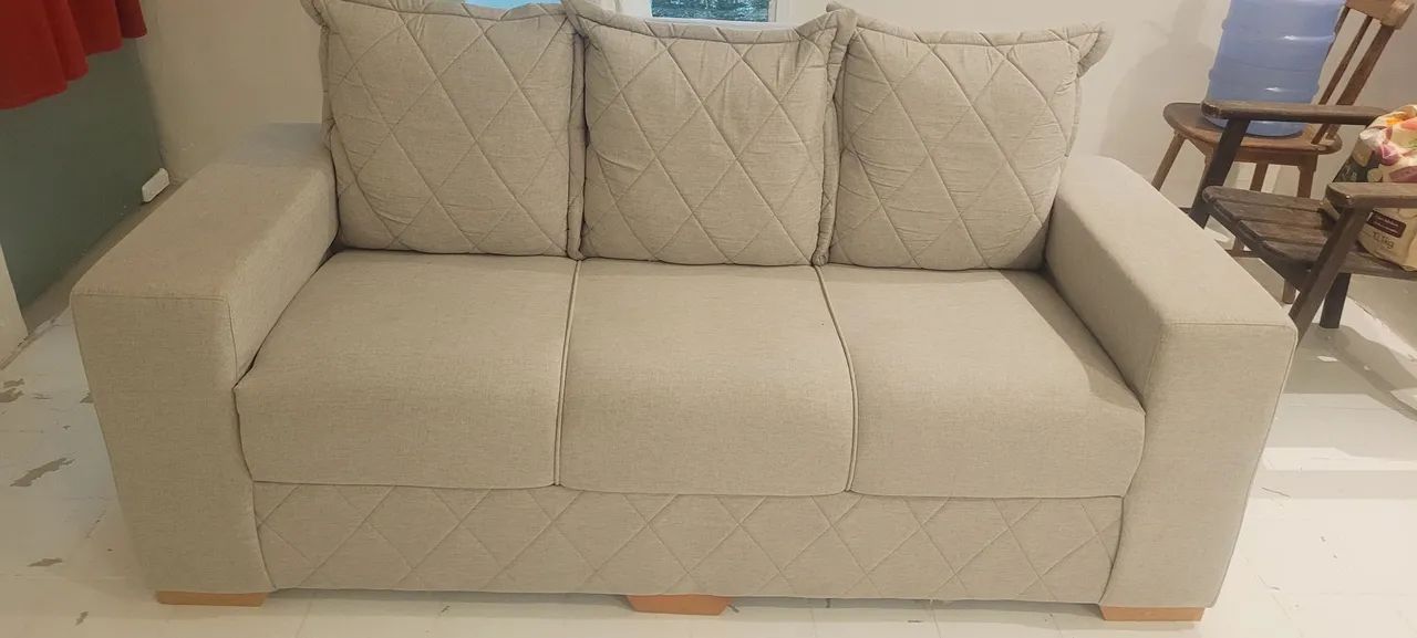 PAINEL DE TV BRANCO + SOFÁ CINZA - Foto 5