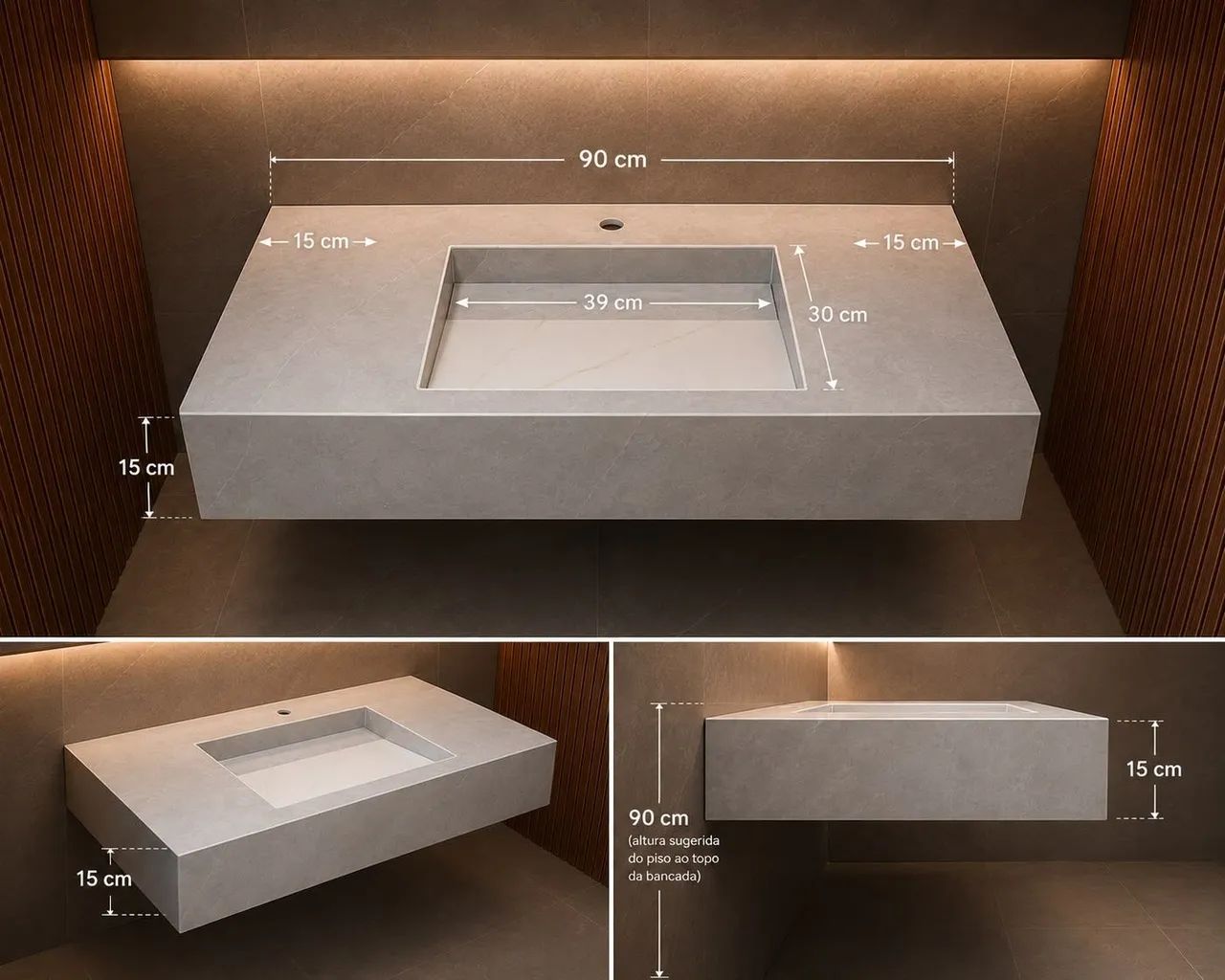    Lavatório esculpido em porcelanato 