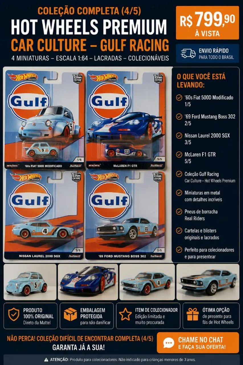 Hot wheels lote Gulf Racing Car culture - Hobbies e coleções