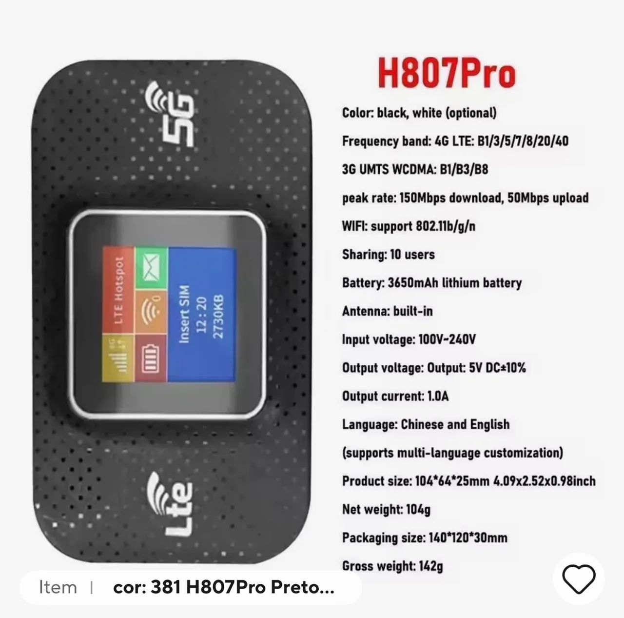 Roteador WIFI Móvel 150mbps 4G/5G LTE - Conectividade e Dispositivos de ...