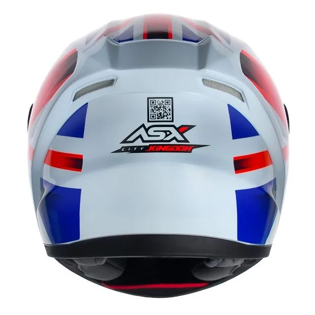Capacete ASX City Kingdom Branco Vermelho Azul Inglaterra - Foto 6