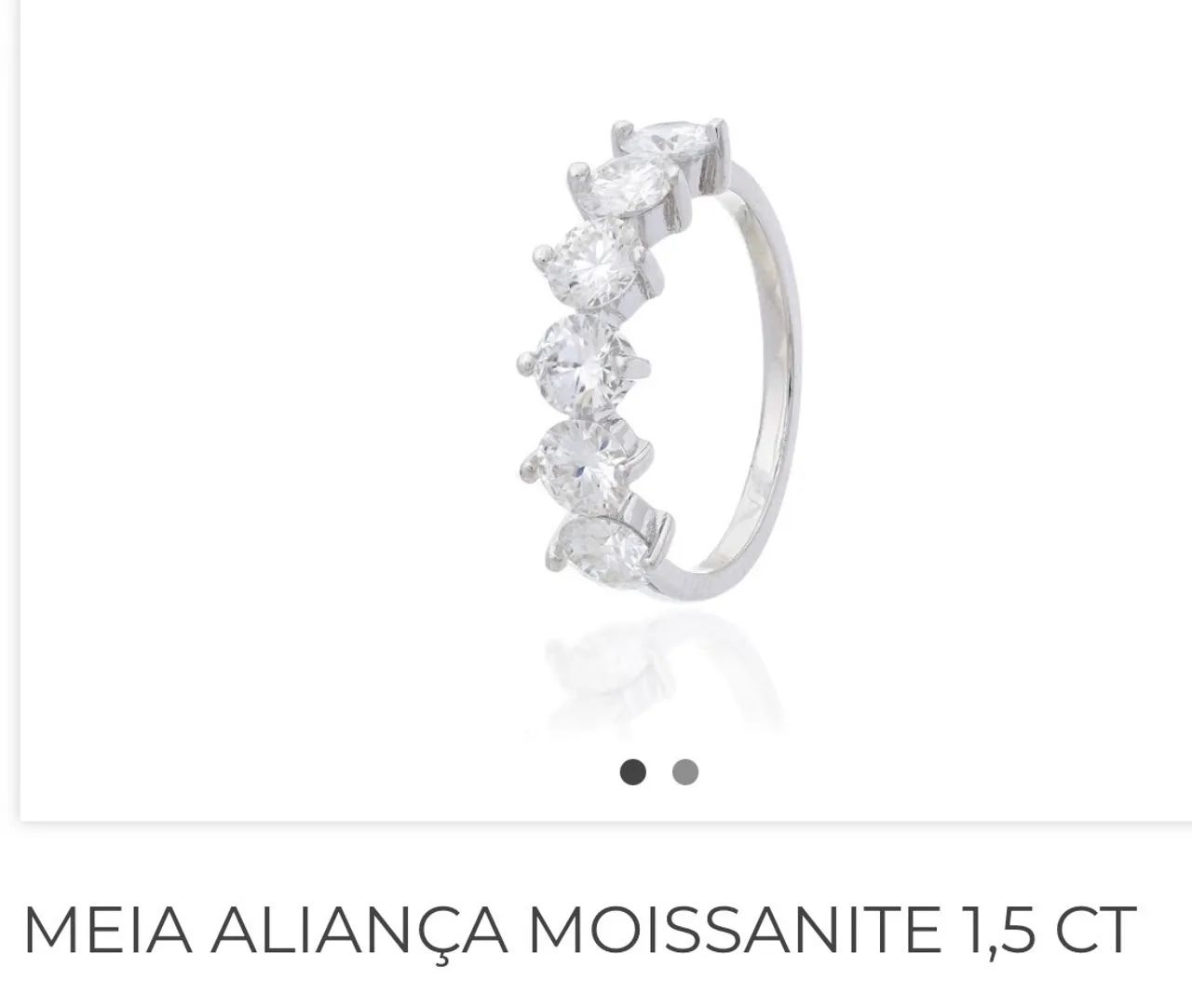 Meia aliança em moissanite 