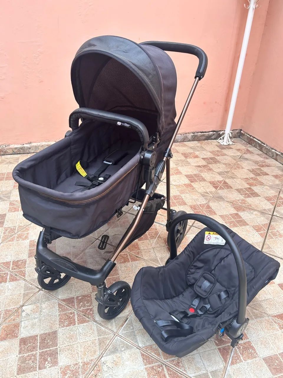  Carrinho Bebê Conforto e Base Napoli Trio Cobre Galzerano - Foto 3