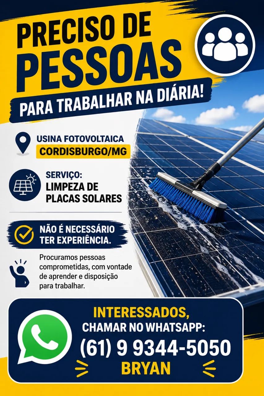 ? PRECISO DE PESSOAS PARA TRABALHAR NA DIÁRIA ?