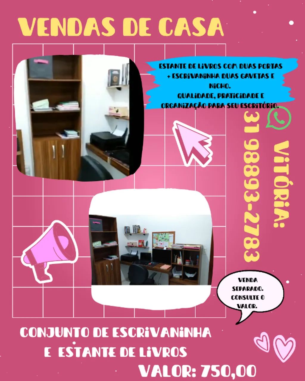 Conjunto escrivaninha e estante65192846400770120