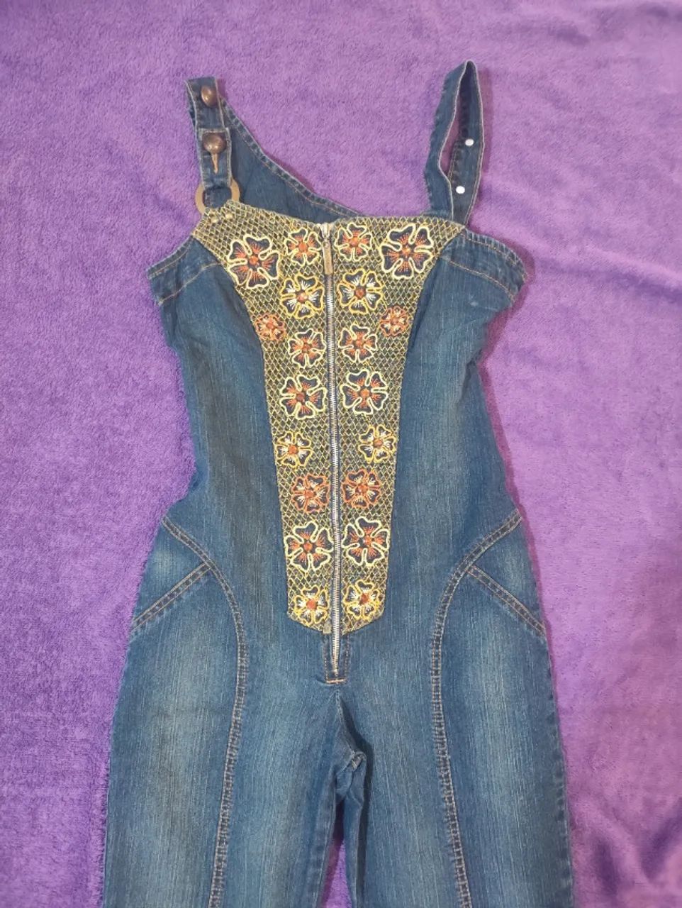 Macacão Jeans Longo Feminino Tam P - Foto 5