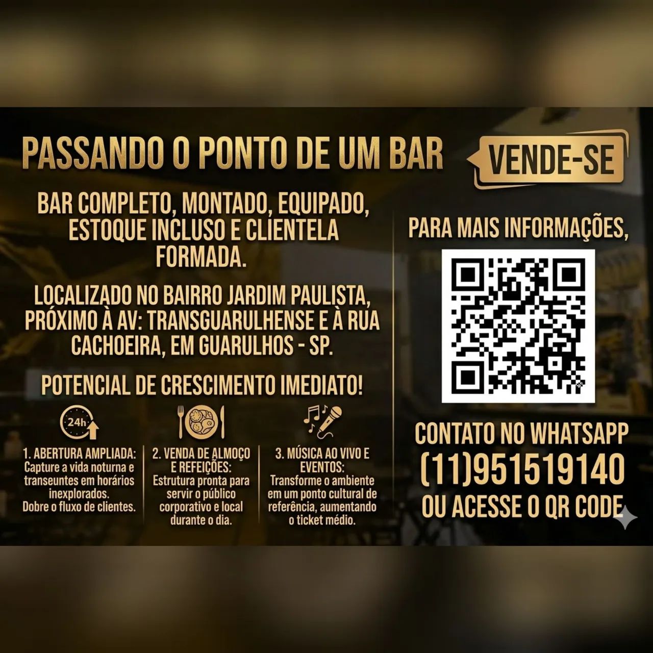 Bar completo a venda