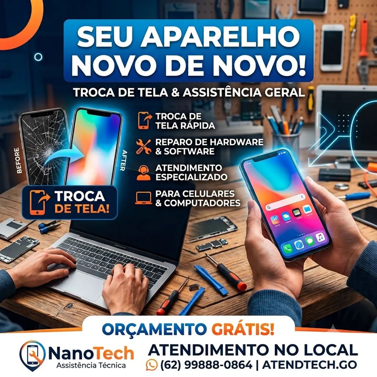 Troca de tela - Assistência técnica 