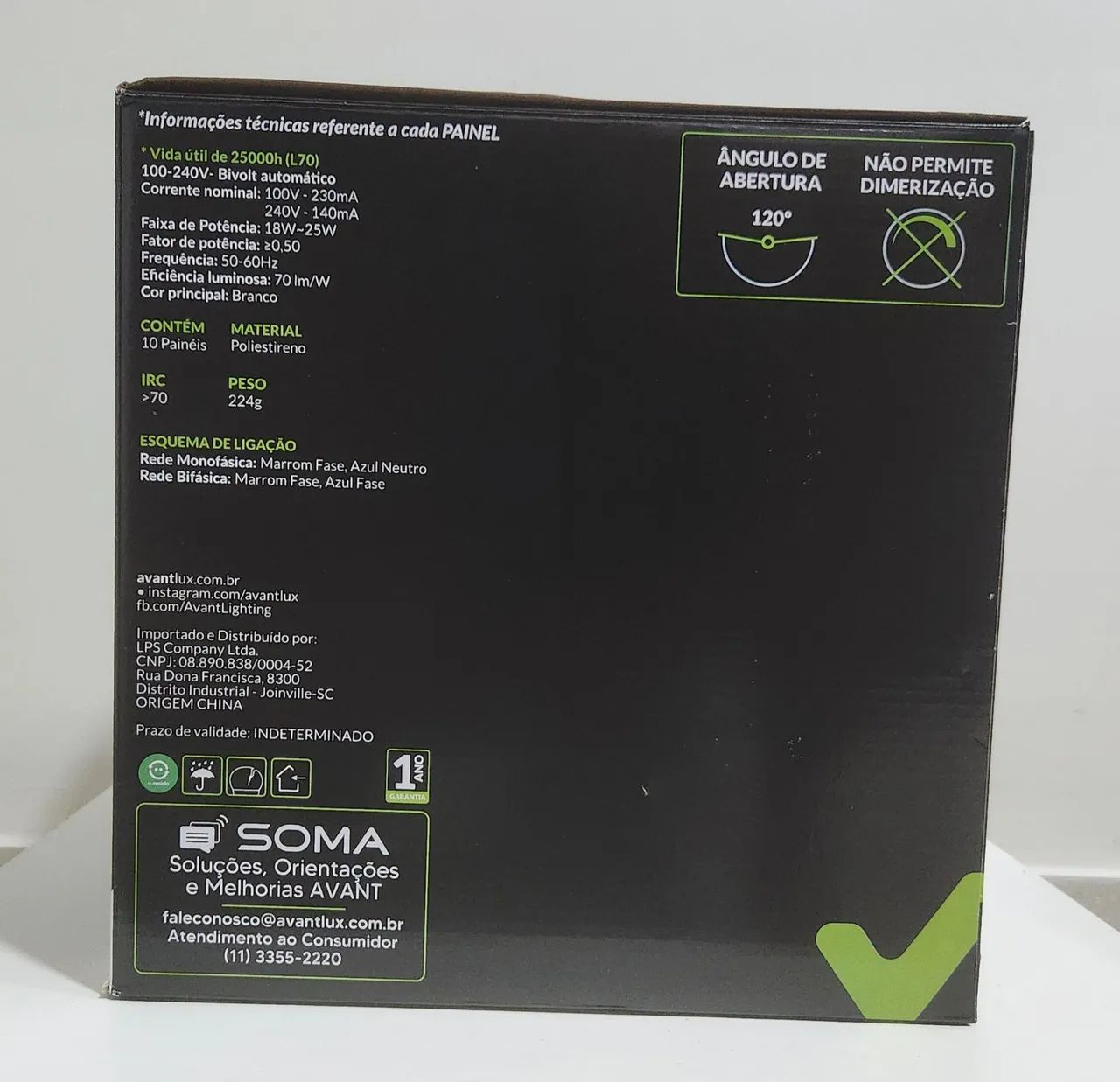 Kit 10 Painéis LED 25W Sobrepor 6500K Branco Frio Bivolt - Foto 2