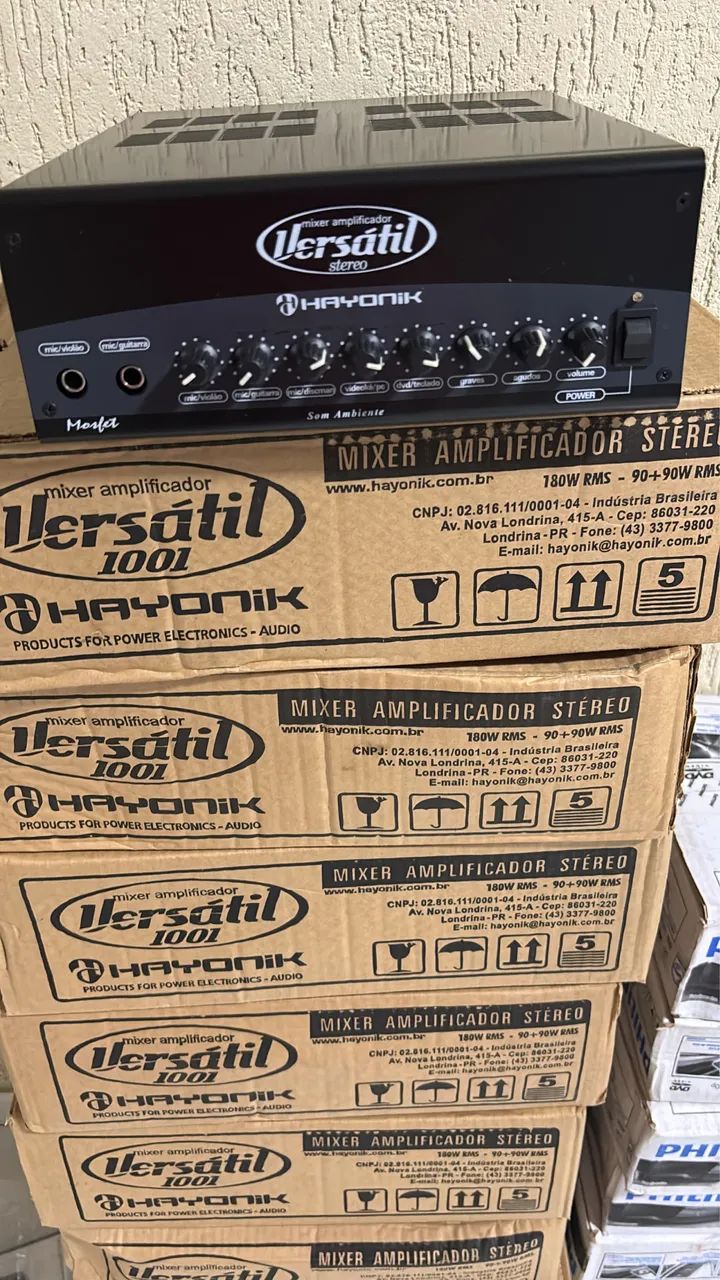 Amplificador 180W 1001 VERSATIL ESTÉREO 70V Preto HAYONIK - Foto 3