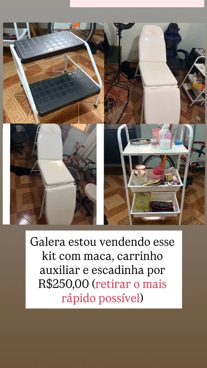 Kit maca, escadinha e carrinho auxiliar 