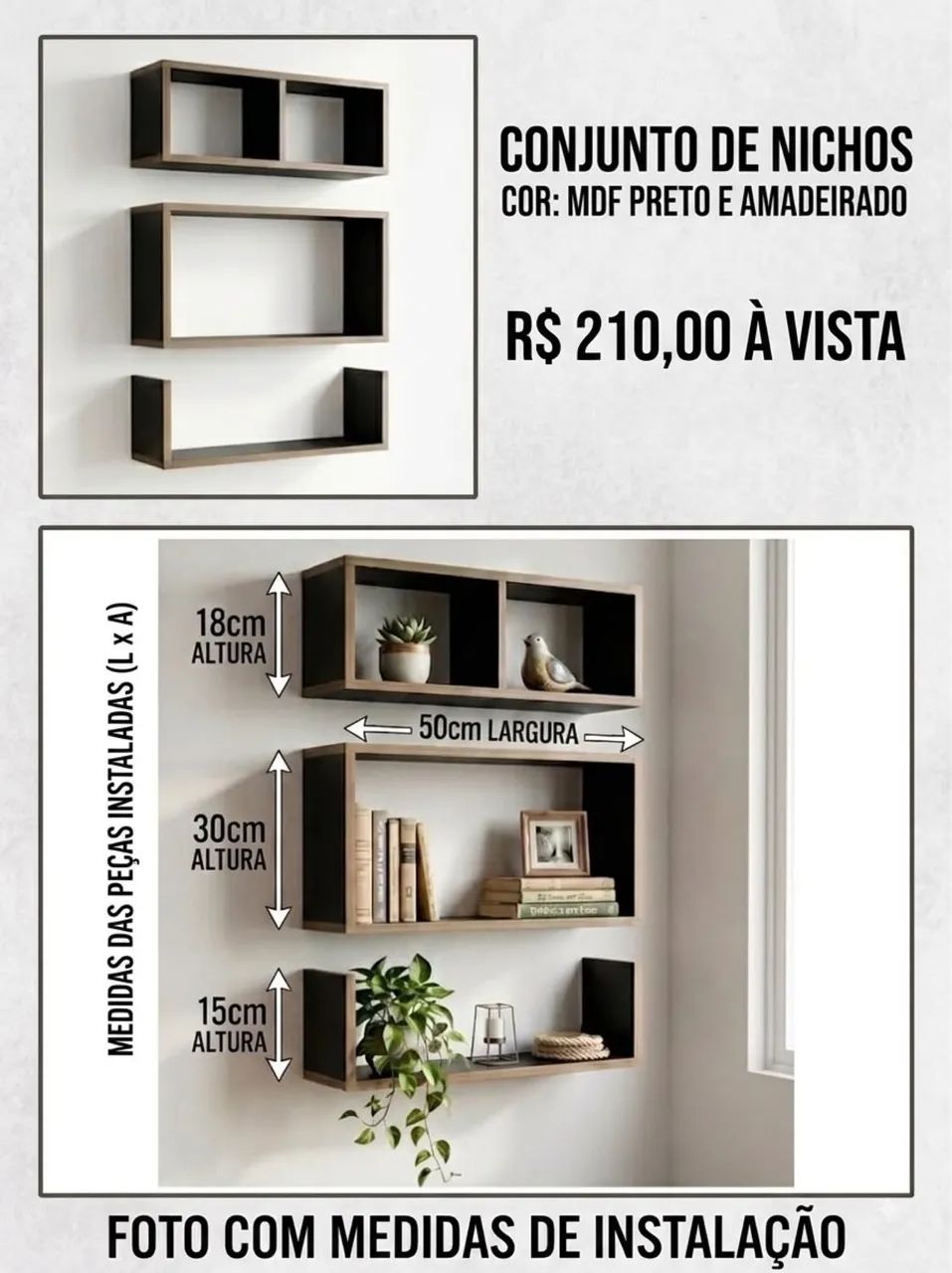 Trio de nichos em MDF