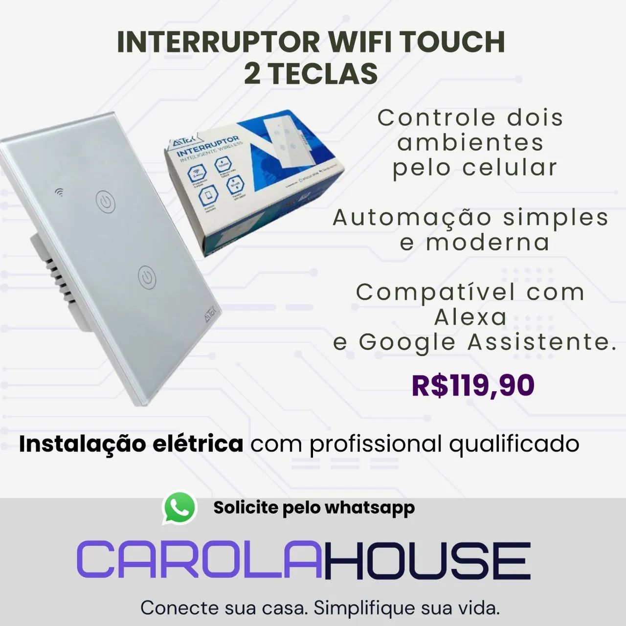 Interruptor Wi-fi Touch 2 teclas