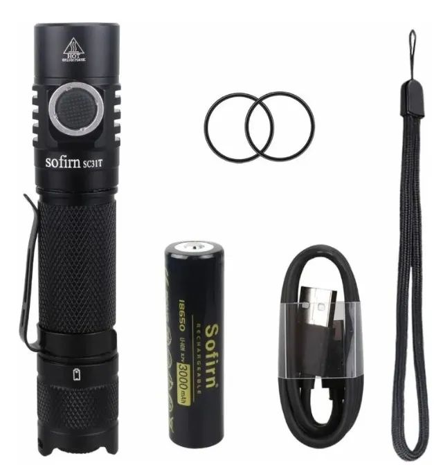 Lanterna Tática Sofirn Sc31t 2000lm Usb-c Com Bateria