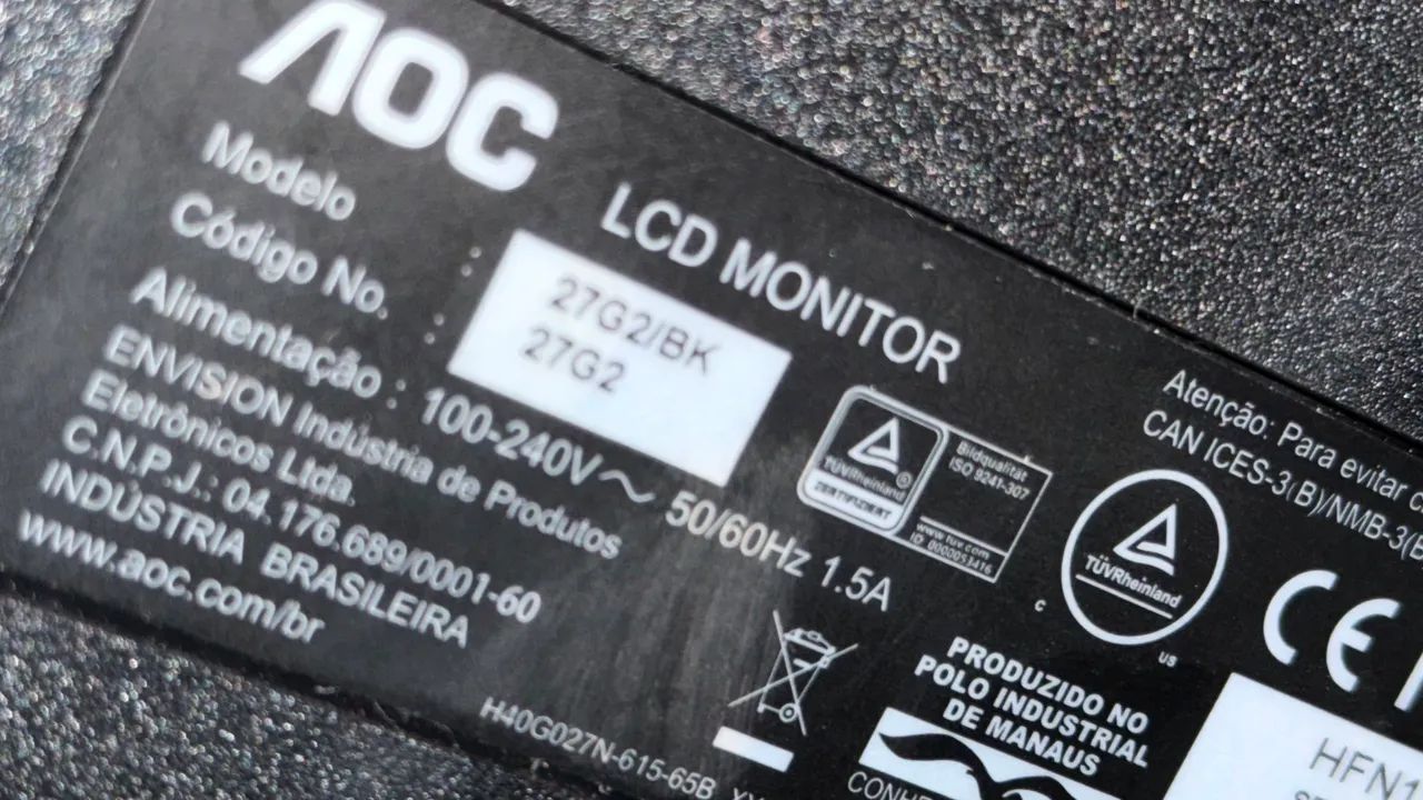 Monitor 27 polegadas 144hz AOC 