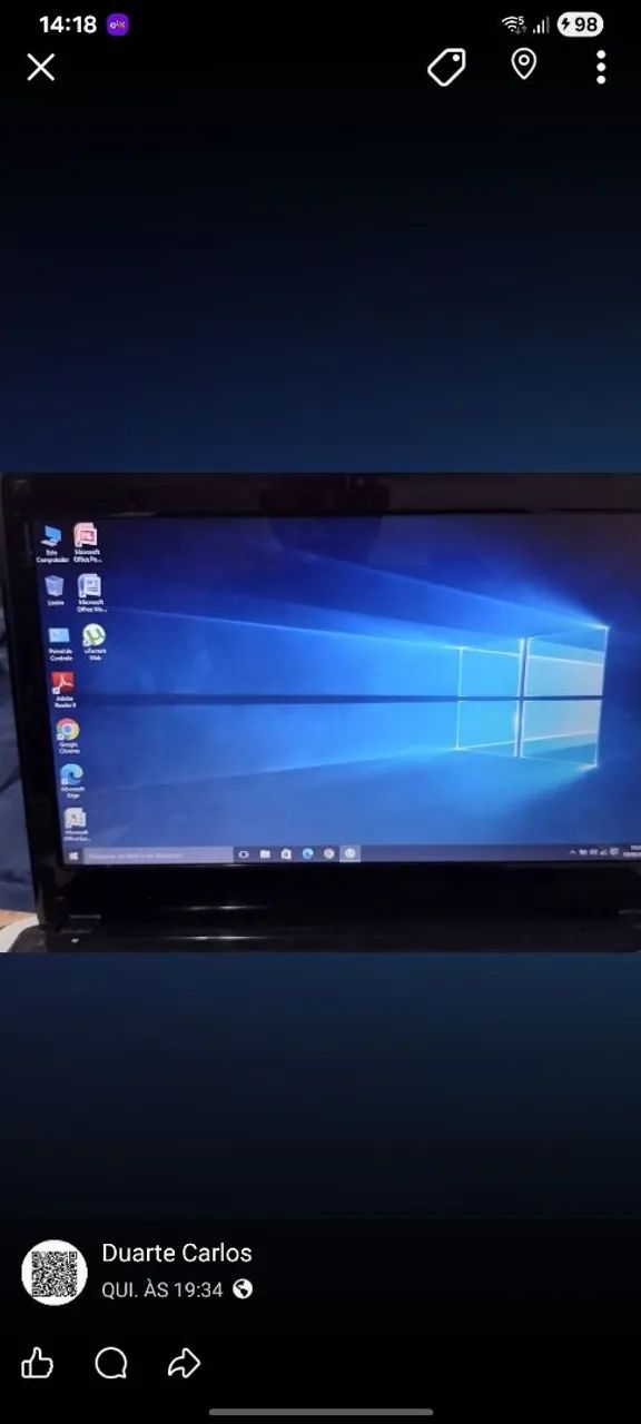 Notebook positivo Intel core I5, 4Gb de Ram, 100Gb de HD, Windows 10, bateria viciada.