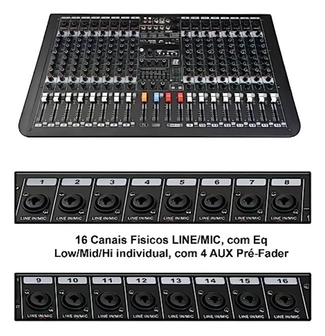 Mesa de Som Staner MX1606FXR 16 Canais Analógica Efeitos Bluetooth - Foto 3