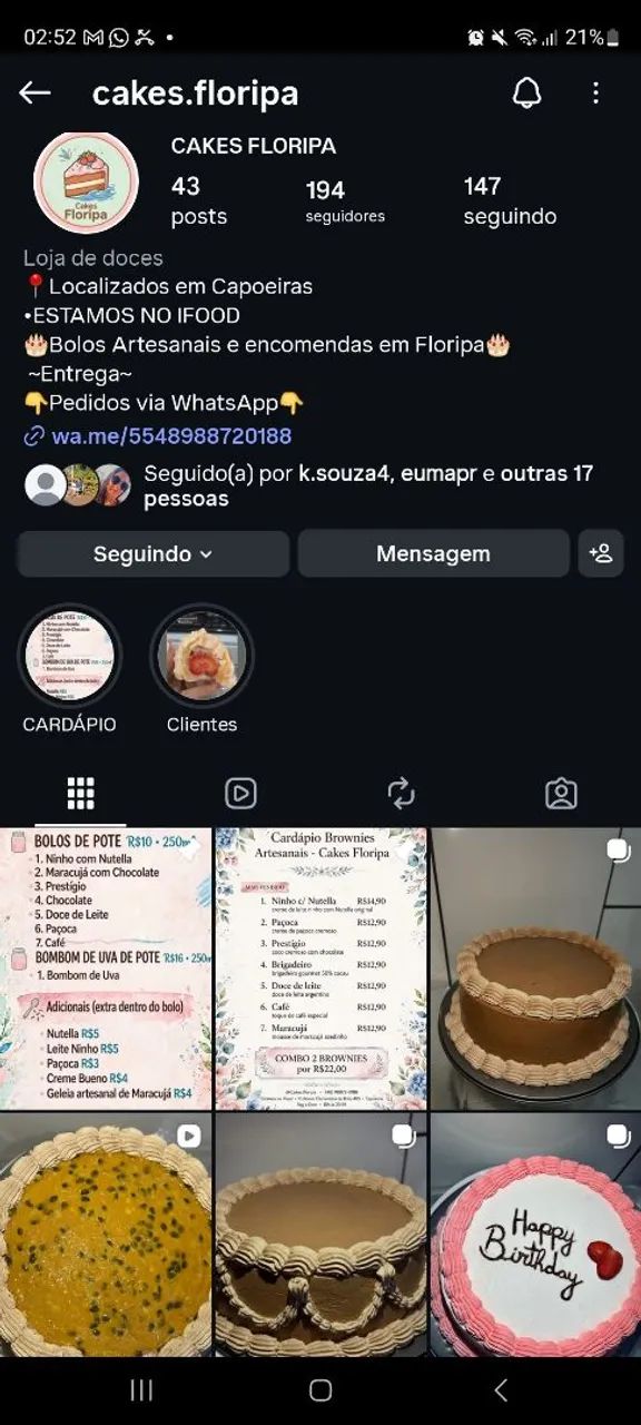Bolos e doces 