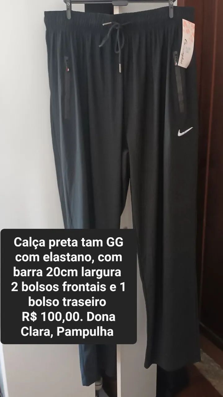 Calça masculina nova esportiva masculina preta com elastano 