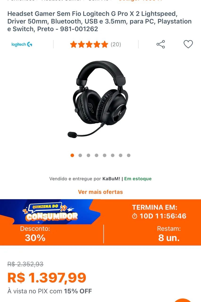 Headset Sem Fio Logitech G Pro X 2 Lightspeed - Foto 6