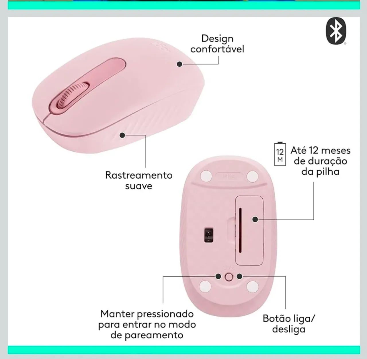 Mouse SEM FIO Logitech M196 Rose/Rosa NOVO - Foto 2