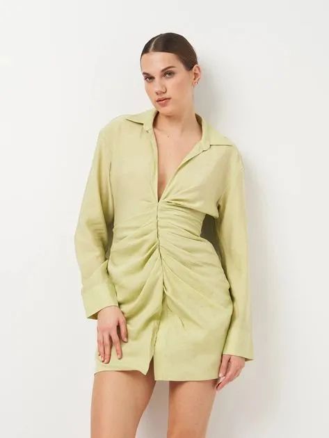 vestido chemise zara verde p - Foto 5
